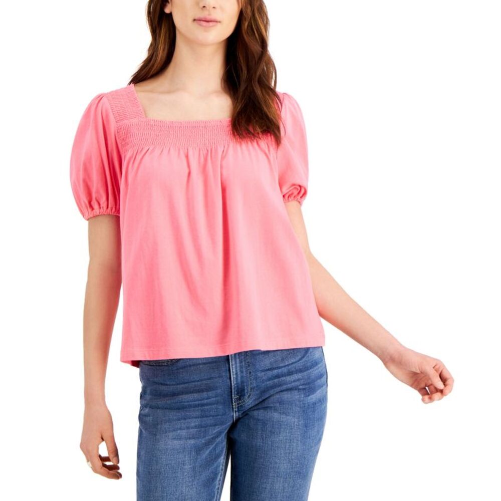 Tommy Hilfiger Puffed Sleeve Square Neck Top
